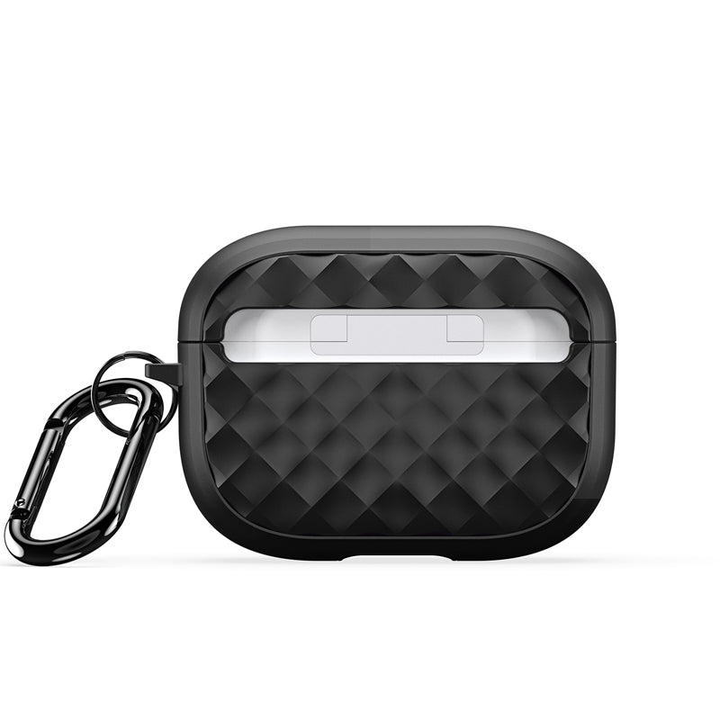 DUX DUCIS PECC Series Rhombus patroon TPU+PC hoesje met haak voor AirPods Pro 2nd zwart+zwart