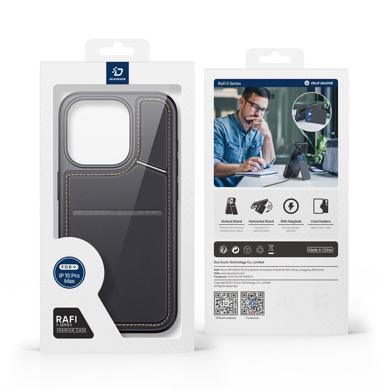 DUX DUCIS Rafi II serie magnetische leren TPU+PC hoesje voor iPhone 15 Pro Max zwart