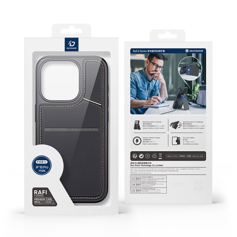 DUX DUCIS Rafi II Series magnetische leren TPU+PC hoes voor iPhone 16 Pro Max zwart
