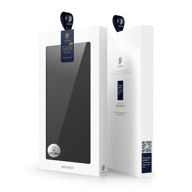 DUX DUCIS Skin Pro Series horizontale flip leren TPU + PU hoes voor Samsung Galaxy S22 Ultra 5G zwart