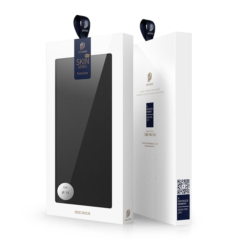 DUX DUCIS Skin Pro Series Magnetische Horizontale Flip Leren TPU + PU Hoes voor iPhone 15 Black