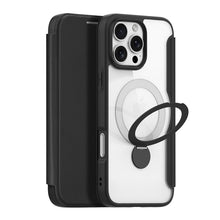 DUX DUCIS Skin X Pro Series 360° ring stand magnetische horizontale flip lederen TPU + PU hoesje voor iPhone 16 Pro zwart