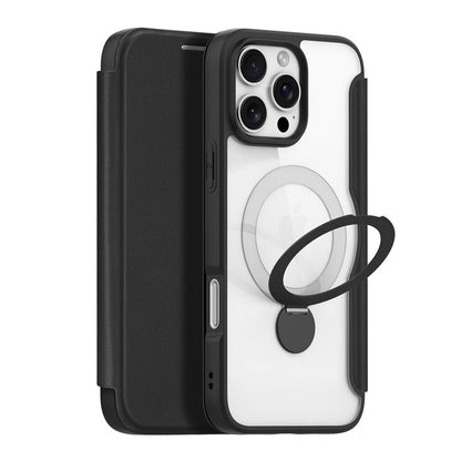 DUX DUCIS Skin X Pro Series 360° ringstand magnetische horizontale flip leren TPU + PU hoes voor iPhone 16 Pro Max zwart