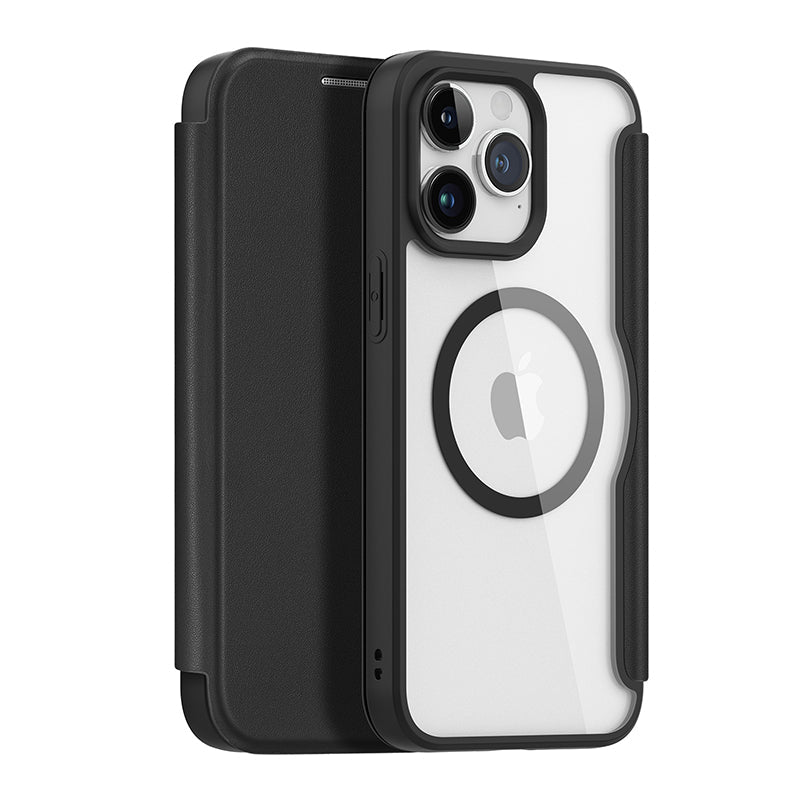 DUX DUCIS Skin X Pro Series Magnetische Horizontale Flip Leather TPU + PU Hoes voor iPhone 15 Pro Max Zwart