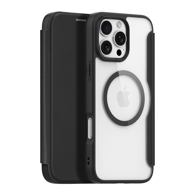 DUX DUCIS Skin X Pro Series Magnetische Horizontale Flip Lederen TPU + PU Hoes voor iPhone 16 Pro Zwart