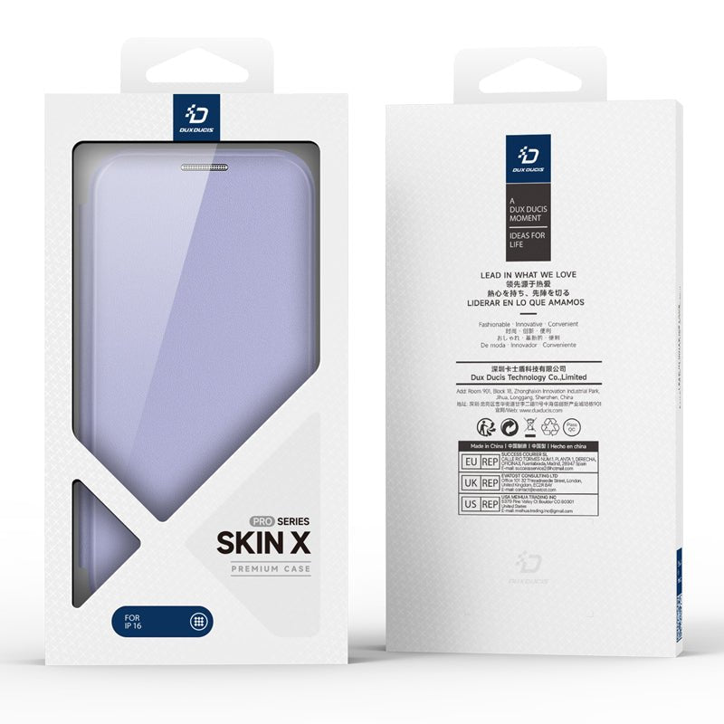 DUX DUCIS Skin X Pro Series magnetische horizontale flip lederen tpu + pu hoesje voor iPhone 16 paars