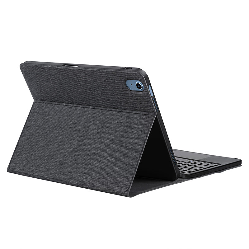 DUX DUCIS TK serie Bluetooth toetsenbord leder hoes met touchpad & slimme slaapfunctie voor iPad 2022 / iPad 10 / 2025 / iPad 11 zwart