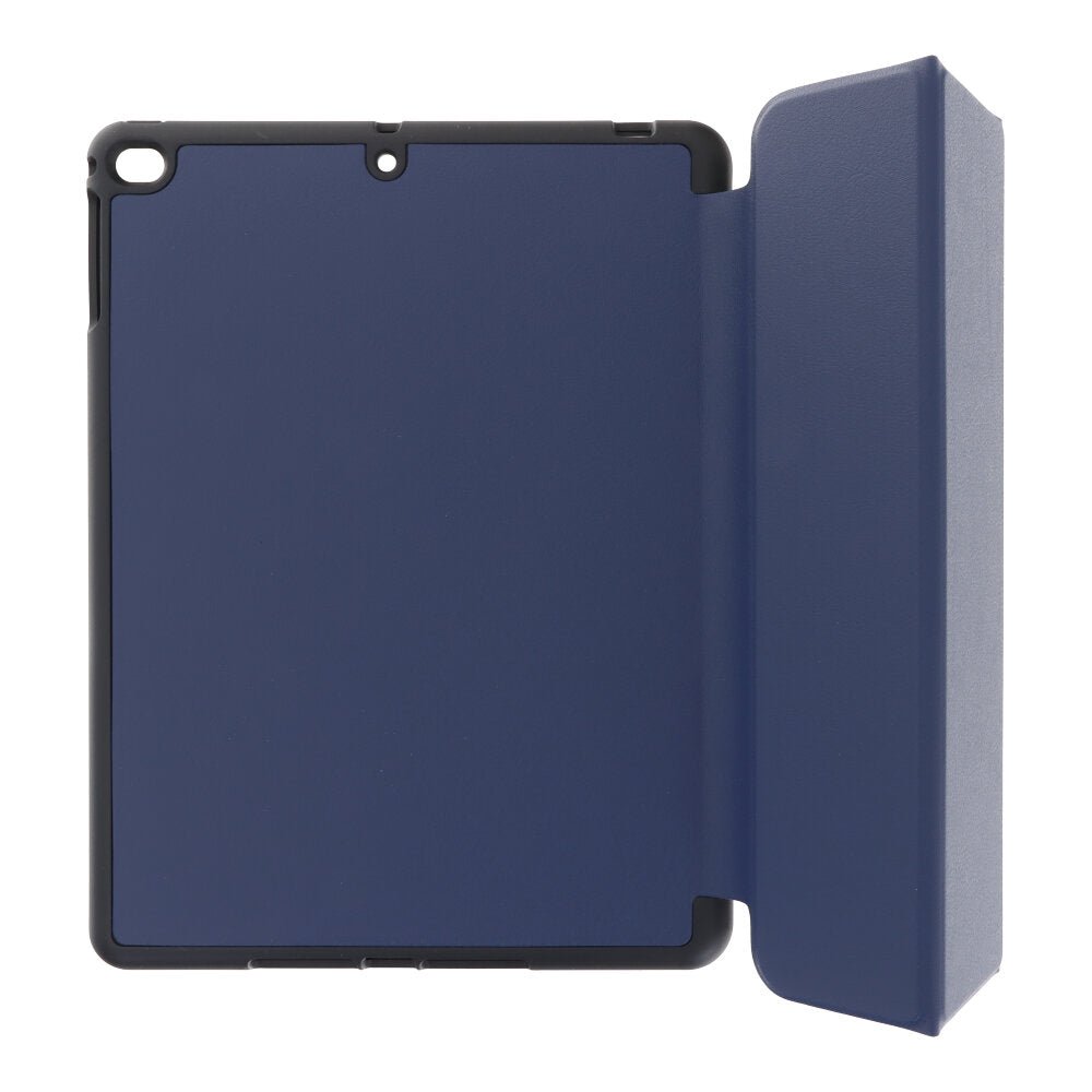 Effen kleur flip leren hoes met penhouder voor iPad 9.7 (2017/2018) iPad Air 1/2 donkerblauw