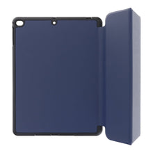 Effen kleur flip leren hoes met penhouder voor iPad 9.7 (2017/2018) iPad Air 1/2 donkerblauw