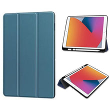 Effen kleur horizontale vervorming flip leren hoes met pennenhouder TPU hoes voor iPad Mini 2021/Mini 6/Mini 2024/Mini 7 donkergroen