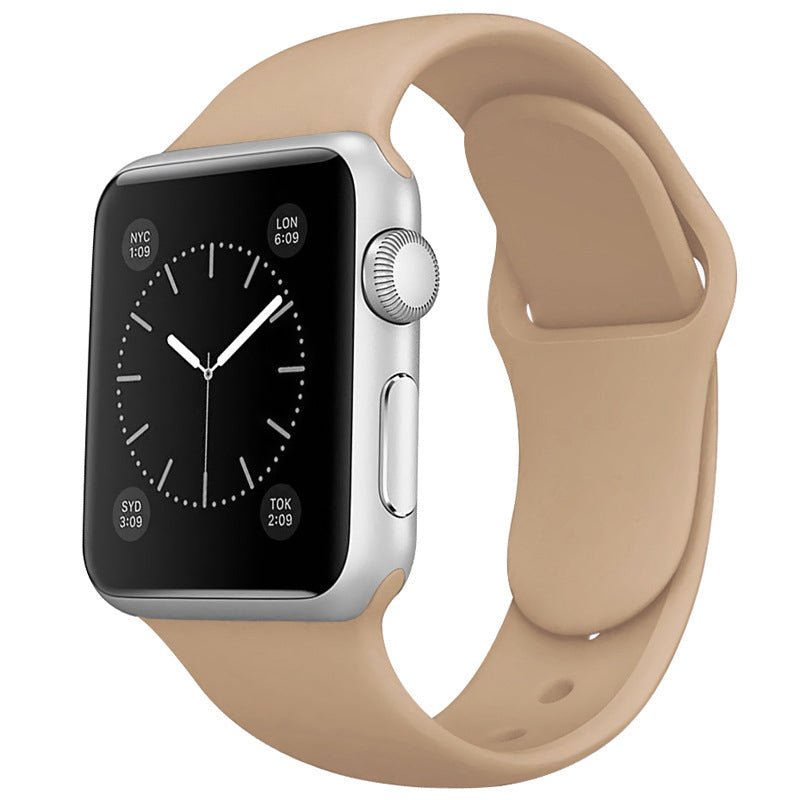 Effen kleur siliconen band voor Apple Watch 38MM/40MM/41MM/42MM (S10) Series Walnoot