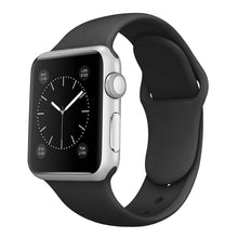 Effen kleur siliconen band voor Apple Watch 42MM/44MM/45MM/46MM series zwart