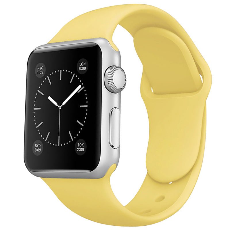 Effen siliconen band voor apple watch 42mm/44mm/45mm/46mm series lichtgeel