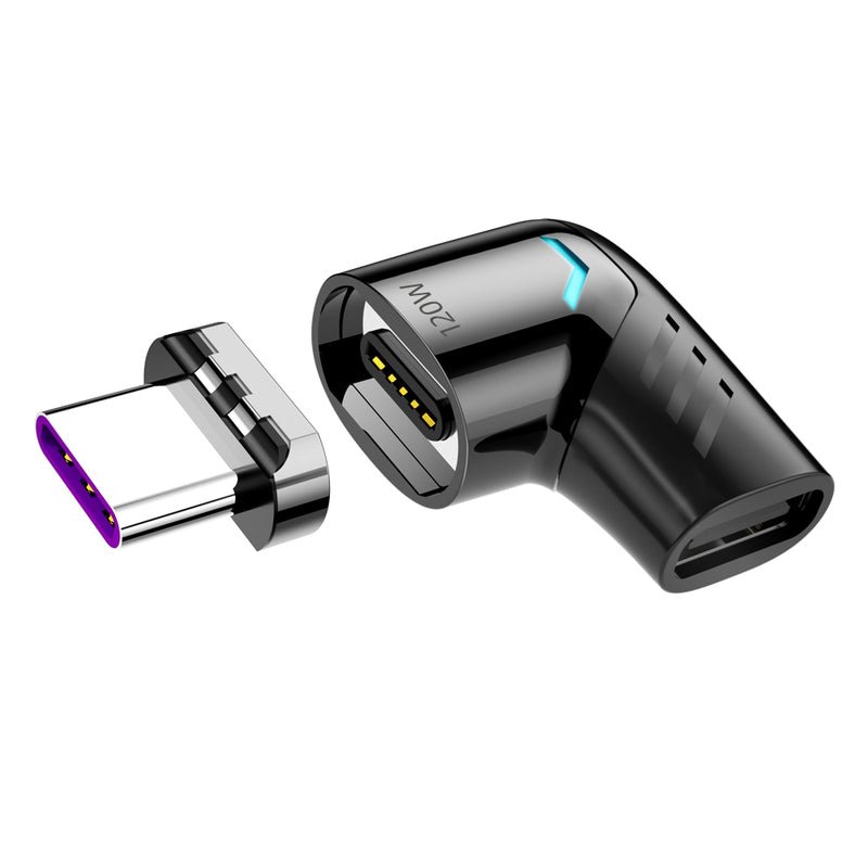 FONKEN 120W 6A Dual USB - C Hoekige Magnetische Snelle Oplader Adapter Zwart