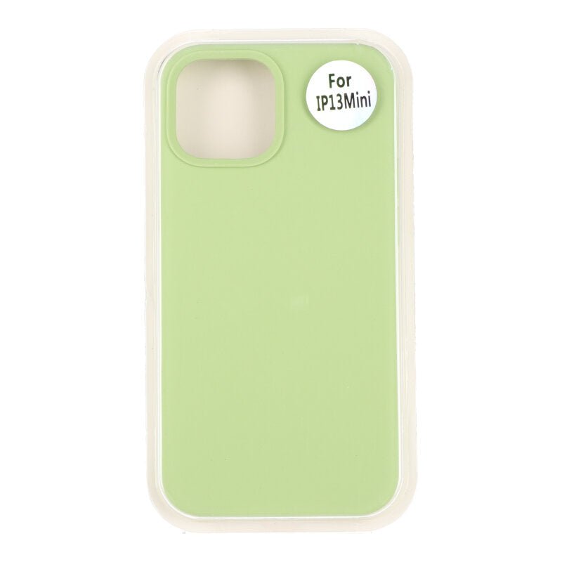 Full pure color liquid silicone case voor iPhone 13 mini groen