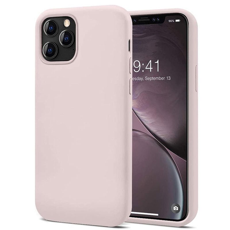 Full pure color liquid silicone hoesje zonder logo voor iPhone 12 / 12 Pro light pink