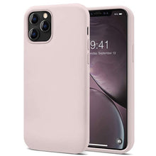 Full pure color liquid silicone hoesje zonder logo voor iPhone 12 / 12 Pro light pink