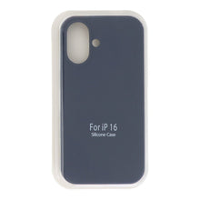 Full Pure Color liquid siliconen hoesje zonder logo voor iPhone 16 Midnight Blue