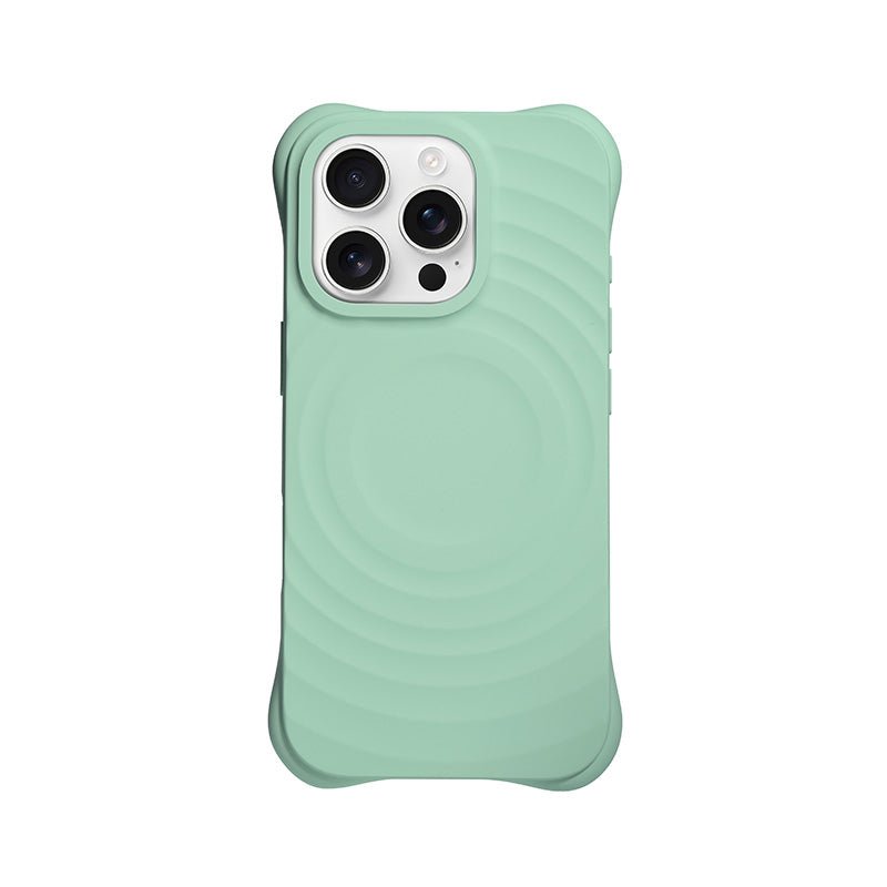 Full Pure Color MagSafe Liquid Silicone Ripple Hoesje met Aangepaste Zijtoetsen Uitsparing voor iPhone 16 Pro Groen