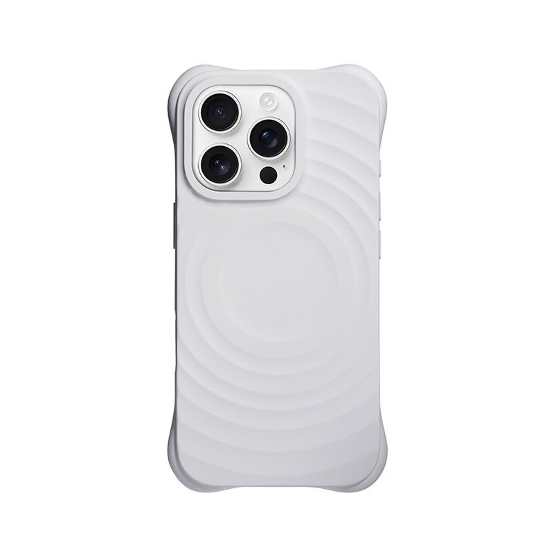 Full Pure Color MagSafe Liquid Silicone Ripple Hoesje met Aangepaste Zijtoetsgaten voor iPhone 16 Pro Wit