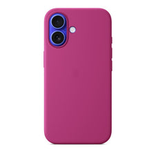 Full pure color magsafe liquid siliconen hoesje met logo voor iPhone 16 Plus fuchsia