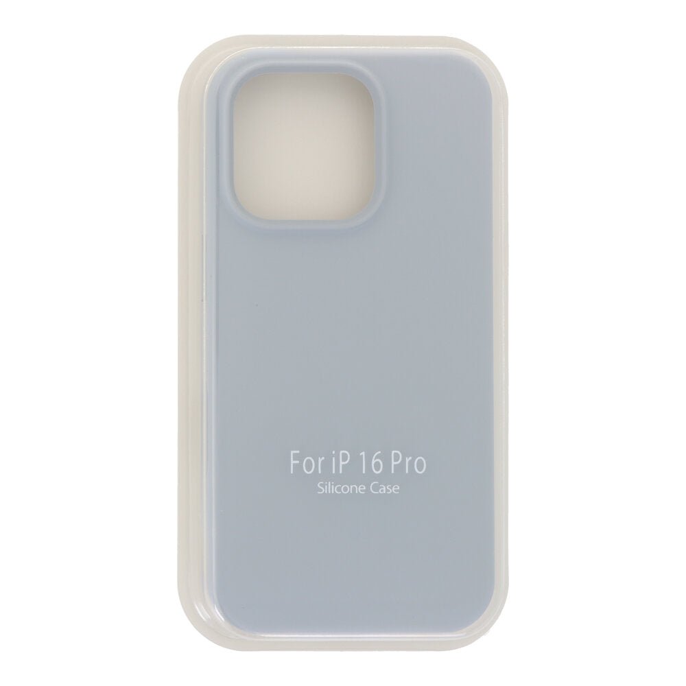 Full pure color vloeibare siliconen hoes zonder logo voor iPhone 16 Pro grijsblauw