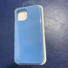 Full pure kleur vloeibare siliconen hoes zonder logo voor iPhone 13 Pro azuur