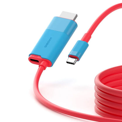 Hagibis SWC10 2M 4K 60Hz PD100W USB - C naar HDMI HD evenbeeld kabel voor Nintendo Switch/OLED rood & blauw