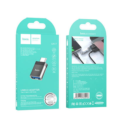HOCO UA17 USB - C (Male) naar USB 3.0 (Female) Adapter Zwart