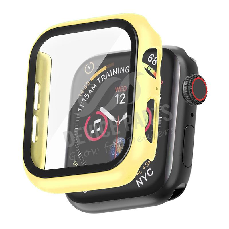 Hoesje met screenprotector voor Apple Watch Series 4 44mm / Series 5 44mm / Series 6 44mm / SE 44mm Geel