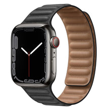 Leren magnetische loop horlogeband voor Apple Watch serie 38mm/40mm/41mm/42mm (S10) zwart