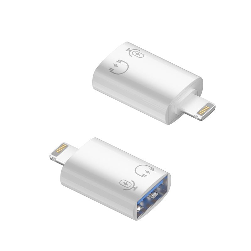 Lighting (Male) naar USB 3.0 (Female) OTG adapter voor opladen en gegevensoverdracht en audiofunctie wit