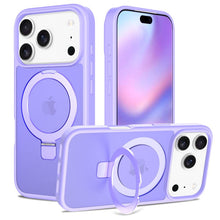 Liquid silicone huidgevoel magnetische anti - val hoesje met standaard voor iPhone 17 Pro paars