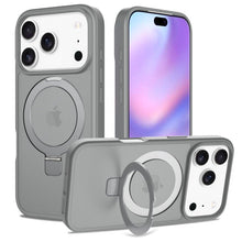 Liquid silicone skin feel magnetische anti - val hoes met standaard voor iPhone 17 Pro grijs