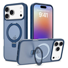 Liquid silicone skin feel magnetische anti - val hoes met standaard voor iPhone 17 Pro Max Blauw