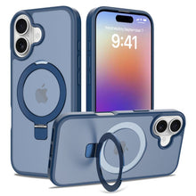 Liquid silicone skin feel magnetische anti - val hoesje met standaard voor iPhone 17 Blauw