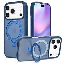Liquid silicone skin feel magnetische anti - val hoesje met standaard voor iPhone 17 Pro blauw