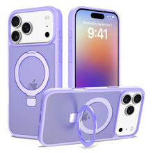 Liquid siliconen huidgevoelige magnetische anti - val hoes met standaard voor iPhone 17 Pro Max paars
