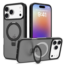 Liquid siliconen skin feel magnetische anti - val hoes met standaard voor iPhone 17 Pro Max zwart