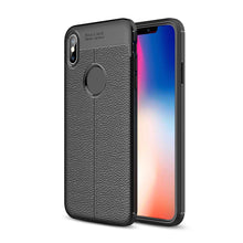 Litchi Texture TPU Hoes voor iPhone X/XS Zwart