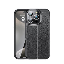 Litchi - textuur TPU case voor iPhone 16 Pro Max Zwart