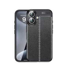 Litchi textuur TPU hoesje voor iPhone 16 Plus zwart