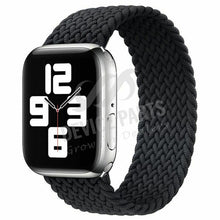 Maat M 160mm gebreid elastisch armband nylon band voor Apple Watch Serie 1 42mm/Serie 2 42mm/Serie 3 42mm/Serie 4 44mm/Serie 5 44mm/Serie 6 44mm/Serie 7 45mm Zwart