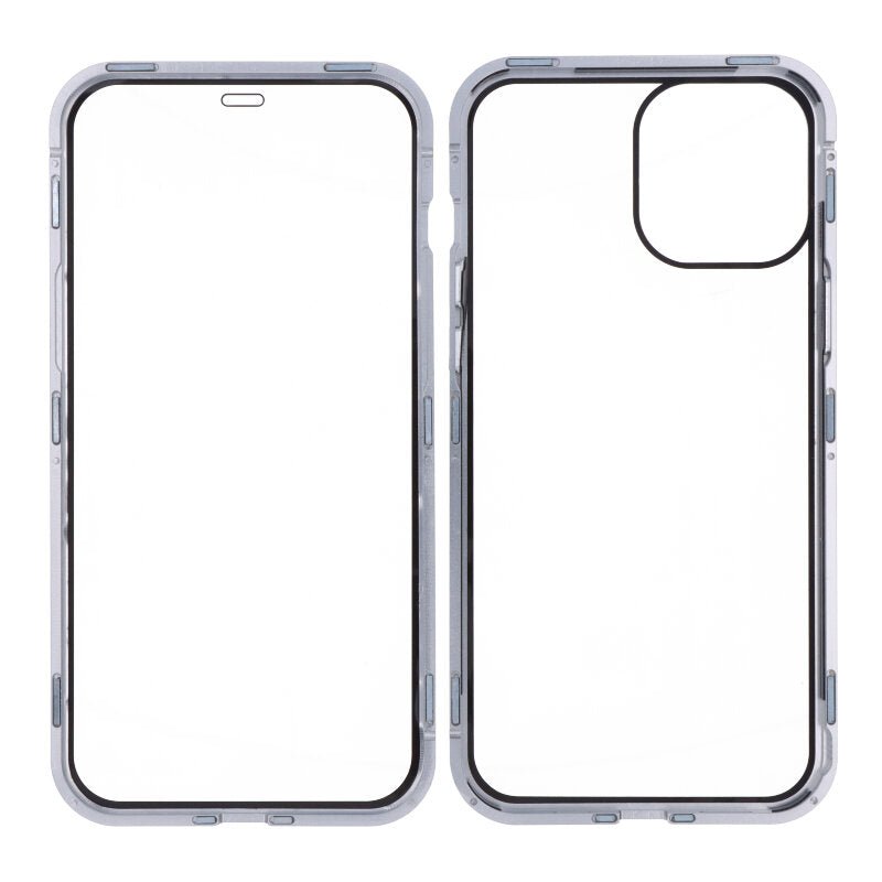 Magnetische Anti - val Glas Hoes voor iPhone 12 Pro Max Zilver