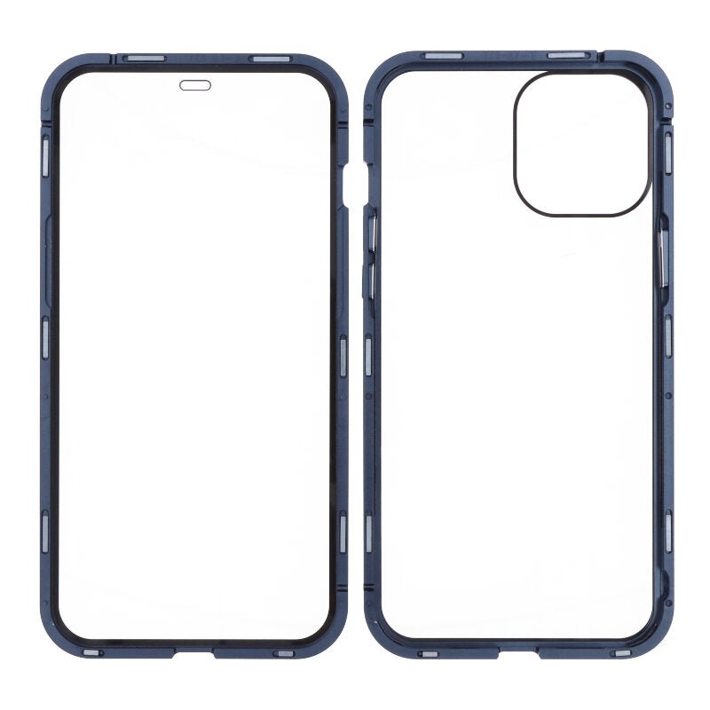 Magnetische anti - val glazen hoes voor iPhone 12 Pro Max blauw