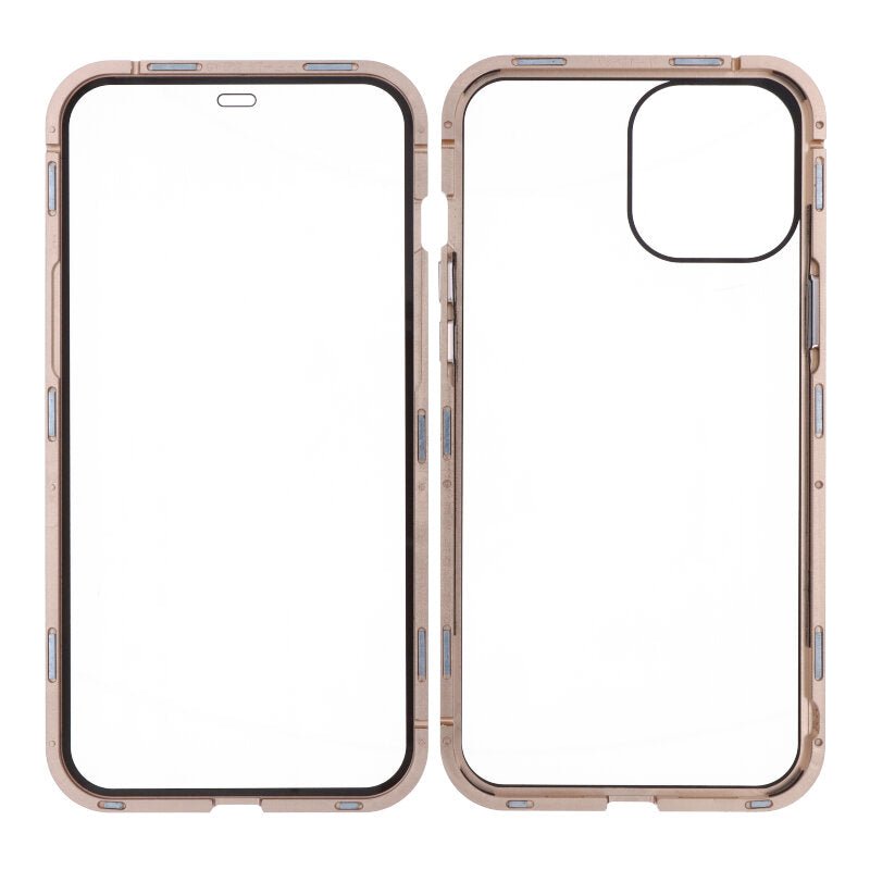 Magnetische anti - val glazen hoes voor iPhone 12 Pro Max goud