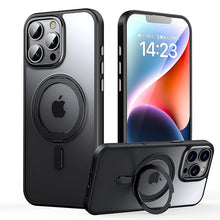 Magnetische duty shockproof slanke hoes met 360° draaibare standaard voor iPhone 16 Pro Max zwart