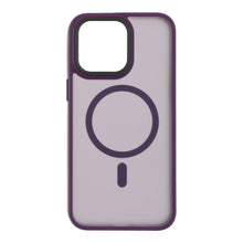 Magnetische frosted transparante hoes voor iPhone 15 donkerpaars
