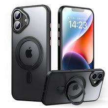 Magnetische robuuste slanke hoes met 360° draaiende standaard voor iPhone 16 Plus zwart