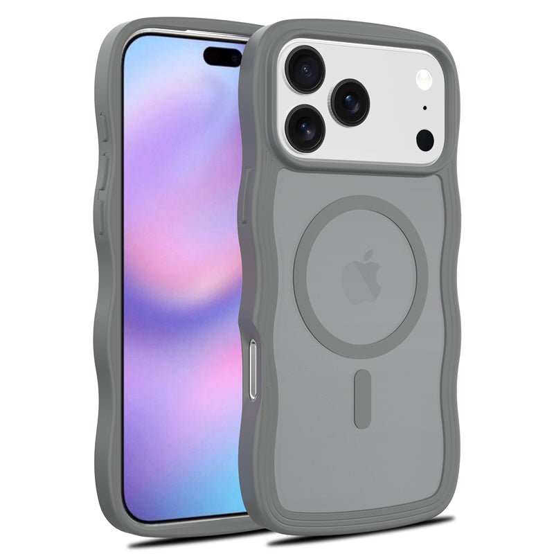 Magsafe golvend patroon doorschijnend hoesje voor iPhone 17 Pro Max grijs